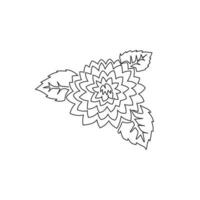 un seul dessin de dahlia frais de beauté pour le logo de jardin. concept de fleur nationale mexicaine décorative imprimable pour l'affiche de décoration murale à la maison. ligne continue moderne dessiner illustration vectorielle de conception vecteur