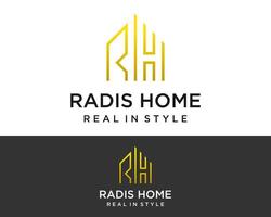 lettre rh monogramme bâtiment maison réel biens logo conception. vecteur