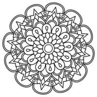 floral mandala avec doubler, circulaire forme, dessin avec Naturel thème, coloration livre page vecteur