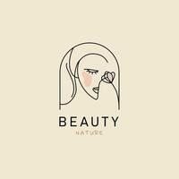 beauté salon logo modèle. illustration de une magnifique femme affronter. vecteur