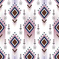 ethnique ikat en tissu modèle géométrique style. motif ikat broderie ethnique Oriental sans couture modèle avec rose et bleu diamons forme sur blanc Contexte. vecteur