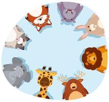 Bordure ronde avec des animaux mignons vecteur