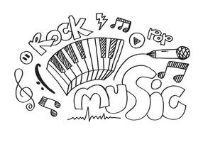 fond de musique illustration de jeu de musique dessiné à la main. illustrations d'images musicales, concept de design. vecteur