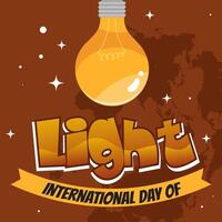 bannière international journée de lumière bien pour international journée de lumière fête 16 mai le importance utilisation de lampe dans plat dessin animé modèle pour arrière-plan, bannière, carte, affiche. vecteur
