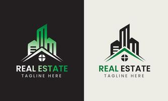 immobilier icône avec feuille, Accueil icône avec oiseau, bâtiment logo, icône maison illustration symbole idée vecteur