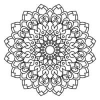 floral mandala avec doubler, circulaire forme, dessin avec Naturel thème, coloration livre page vecteur