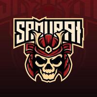 crâne samouraï mascotte esport logo conception vecteur