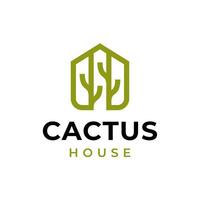 cactus désert maison icône logo modèle vecteur