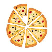 Pizza illustration parfait pour arrière-plans, nourriture et boisson dessins vecteur