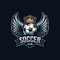Football logo. Balle avec ailes et couronne élément , élégant football logo. moderne football Football badge logo modèle conception vecteur