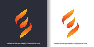 Feu logo conception avec lettre s Créatif abstrait concept prime vecteur