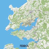 ferrol Espagne carte affiche art vecteur