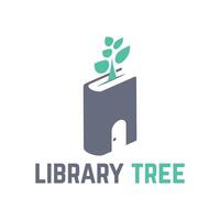 bibliothèque arbre plat moderne logo vecteur