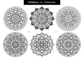 mandala ensemble coloration page. décoratif rond mandala anti stress coloration livre. vecteur