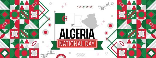 Algérie nationale journée bannière abstrait fête géométrique décoration conception graphique art la toile arrière-plan, drapeau illustration vecteur