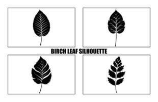 bouleau feuille silhouette fusion dans gouttes ensemble, silhouettes de bouleau feuille noir clipart collection vecteur