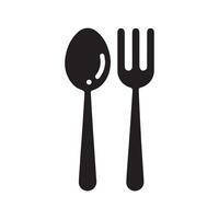minimaliste fourchette et cuillère logo sur une blanc Contexte vecteur