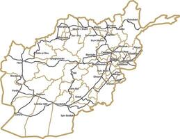 contour carte de le Etat de afghanistan. le territoire de le république avec grand villes, routes, les frontières de Régions. vecteur