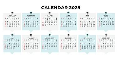 plein calendrier 2025 vecteur