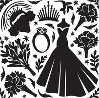 mariage accessoires silhouette conception vecteur