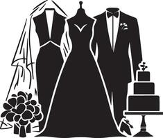 mariage accessoires silhouette conception vecteur