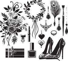 mariage accessoires silhouette conception vecteur