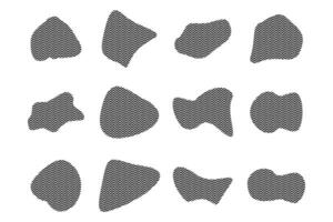 blobs fluide formes avec zig zag rayures pictogramme symbole visuel illustration ensemble vecteur