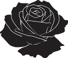 Rose silhouette conception, noir Rose avec feuilles vecteur