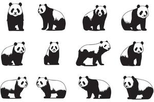 Panda icône ensemble . illustration de une Panda sur une blanc Contexte. vecteur