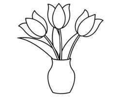 fleur vase contour vecteur