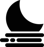 temps plat Icônes. forme de lune monter dans nuit après pluie nuage, nuit ciel tonnerre tempête, rendre style symbole, minimal pour applications ou site Internet isolé sur vecteur