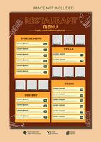 nourriture restaurant menu disposition modifiable modèle menu liste café marron et Orange moderne modèle vecteur