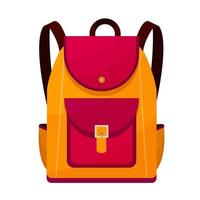 sac à dos d'école coloré. éducation, bagage cartable, sac à dos. sac à dos cartable pour enfants avec équipement éducatif. vecteur