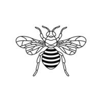 abeille contour noir icône. clipart image isolé sur blanc Contexte. graphique illustration de insecte silhouette dessin pour mon chéri des produits, emballer, conception. vecteur