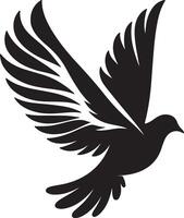 en volant Colombe silhouette Pigeon noir icône sur blanc Contexte vecteur