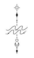 Verseau zodiaque signe et symbole travail au noir tatouage. sacré géométrie horoscope tatouage conception, mystique symbole de constellation. Nouveau école dotwork, ligne art minimaliste style tatouage. vecteur