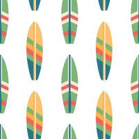 sans couture modèle de planches de surf. été planches de surf dans coloré modèle conception sur blanc Contexte. vecteur