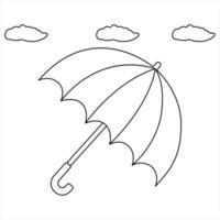 continu Célibataire ligne parapluie pluie temps art dessin style illustration vecteur