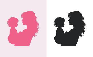 femmes et enfant logo conception de la mère journée spécial pouvez être utilisé dans social médias poste, salutation carte conception, bannière et affiches. content les mères journée silhouette pour meilleur maman et enfant l'amour carte conception vecteur