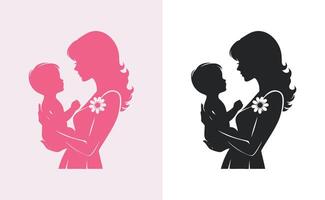 femmes et enfant logo conception de la mère journée spécial pouvez être utilisé dans social médias poste, salutation carte conception, bannière et affiches. content les mères journée silhouette pour meilleur maman et enfant l'amour carte conception vecteur