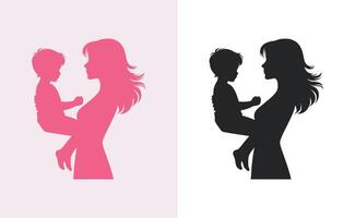 femmes et enfant logo conception de la mère journée spécial pouvez être utilisé dans social médias poste, salutation carte conception, bannière et affiches. content les mères journée silhouette pour meilleur maman et enfant l'amour carte conception vecteur