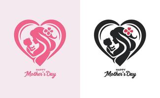 femmes et enfant logo conception de la mère journée spécial pouvez être utilisé dans social médias poste, salutation carte conception, bannière et affiches. content les mères journée silhouette pour meilleur maman et enfant l'amour carte conception vecteur