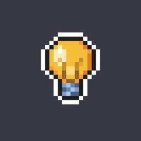 Jaune ampoule lumière dans pixel art style vecteur