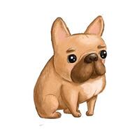 aquarelle dessin animé marrant chien. mignonne marron bouledogue isolé sur blanc vecteur