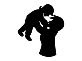 mère en portant enfant silhouette Contexte vecteur