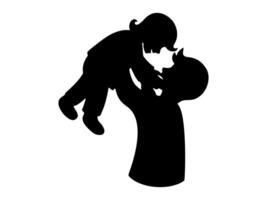 père en portant enfant silhouette Contexte vecteur