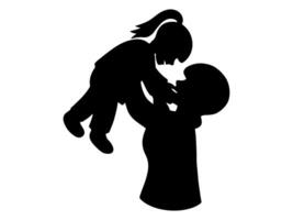 mère en portant enfant silhouette Contexte vecteur