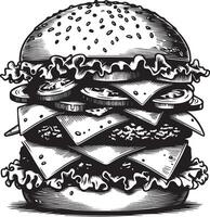 Burger silhouette illustration sur blanc Contexte. Burger logo vecteur