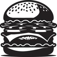 Burger silhouette illustration sur blanc Contexte. Burger logo vecteur