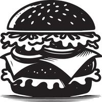 Burger silhouette illustration sur blanc Contexte. Burger logo vecteur